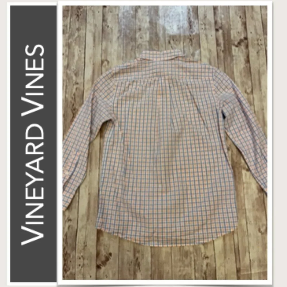 Vineyard Vines Light‎ Blue & Pink Checks Button Down Whale Shirt EUC